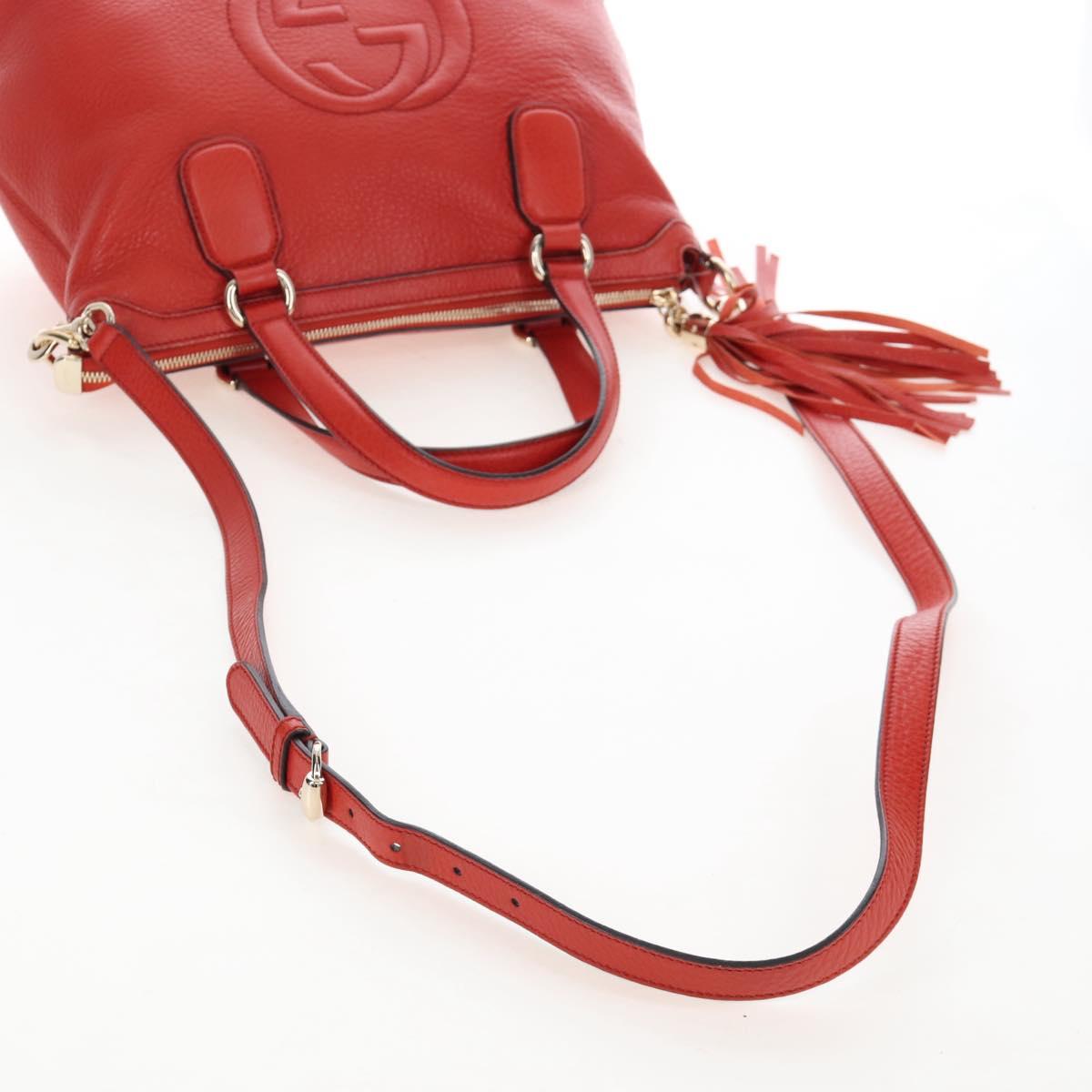 GUCCI Soho Hand Bag Leather 2way Orange Gold 308362 Auth ep16493A