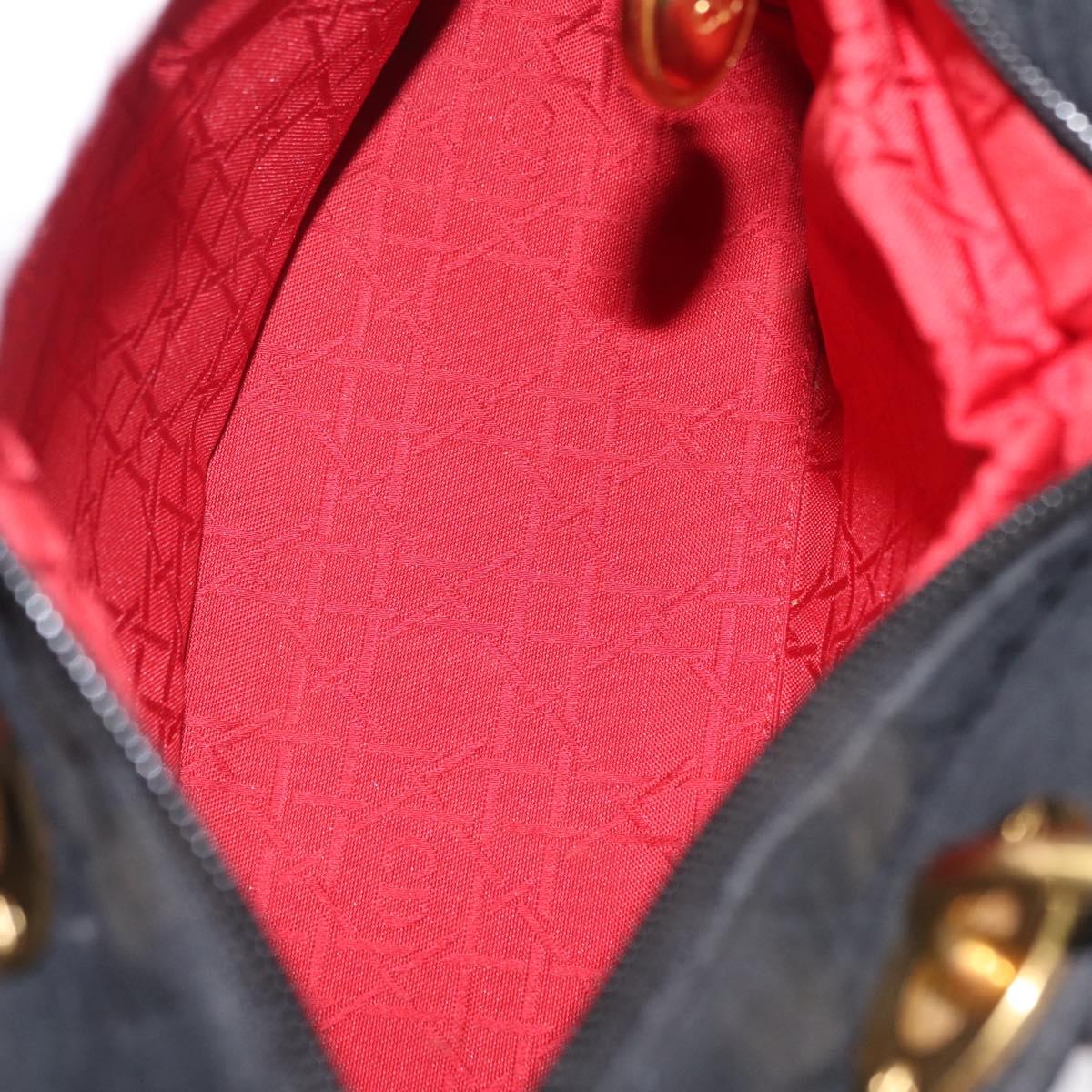 Christian Dior Lady Dior Canage Hand Bag Canvas Black Gold Auth ep16494
