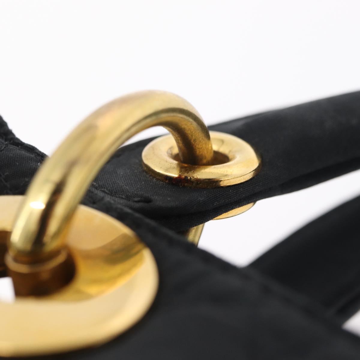 Christian Dior Lady Dior Canage Hand Bag Canvas Black Gold Auth ep16494
