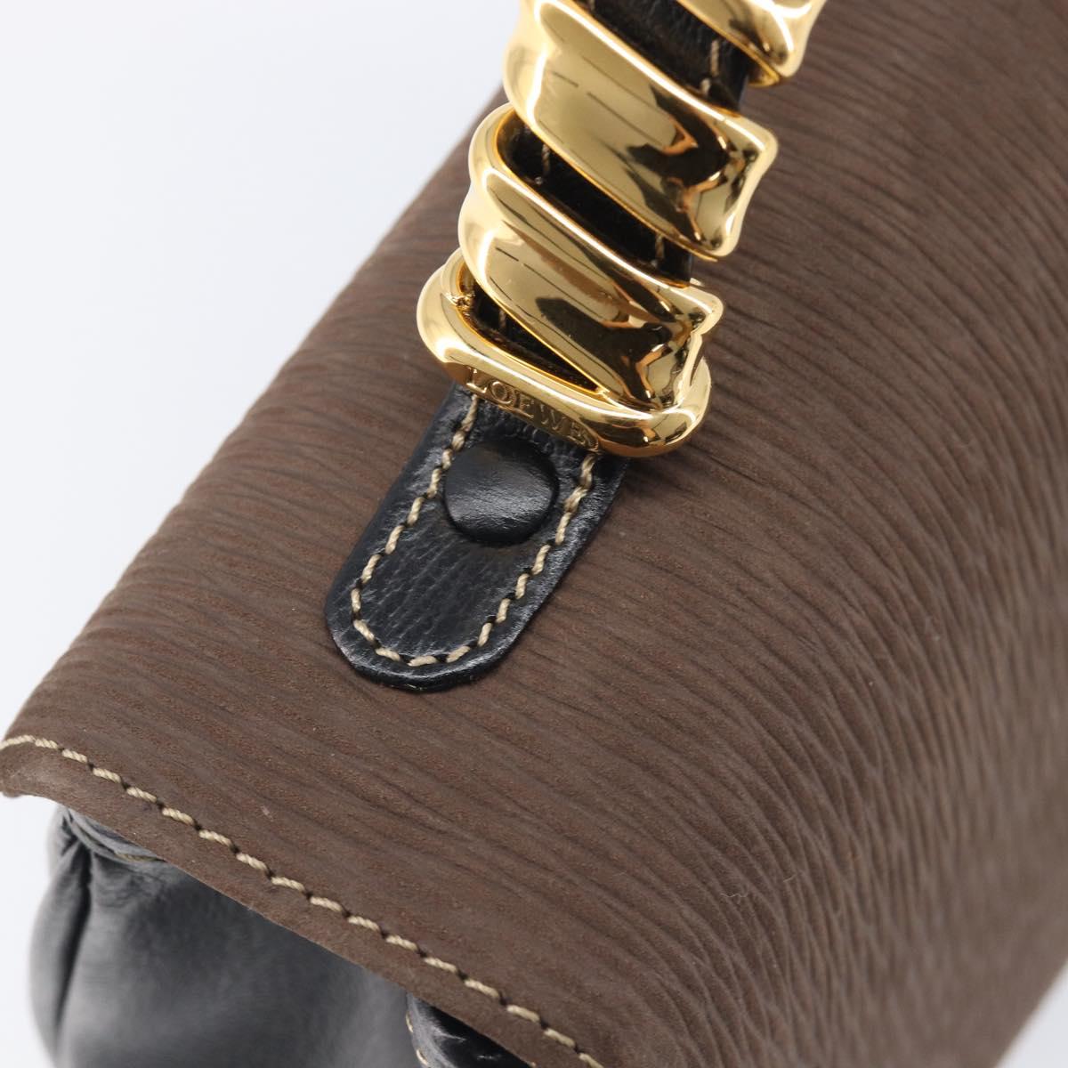 LOEWE Velazquez Hand Bag Leather Black Gold Auth ep16495A