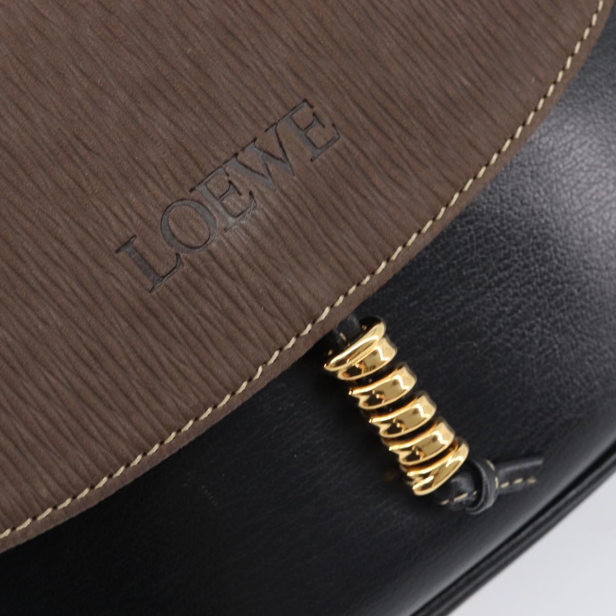 LOEWE Velazquez Hand Bag Leather Black Gold Auth ep16495A