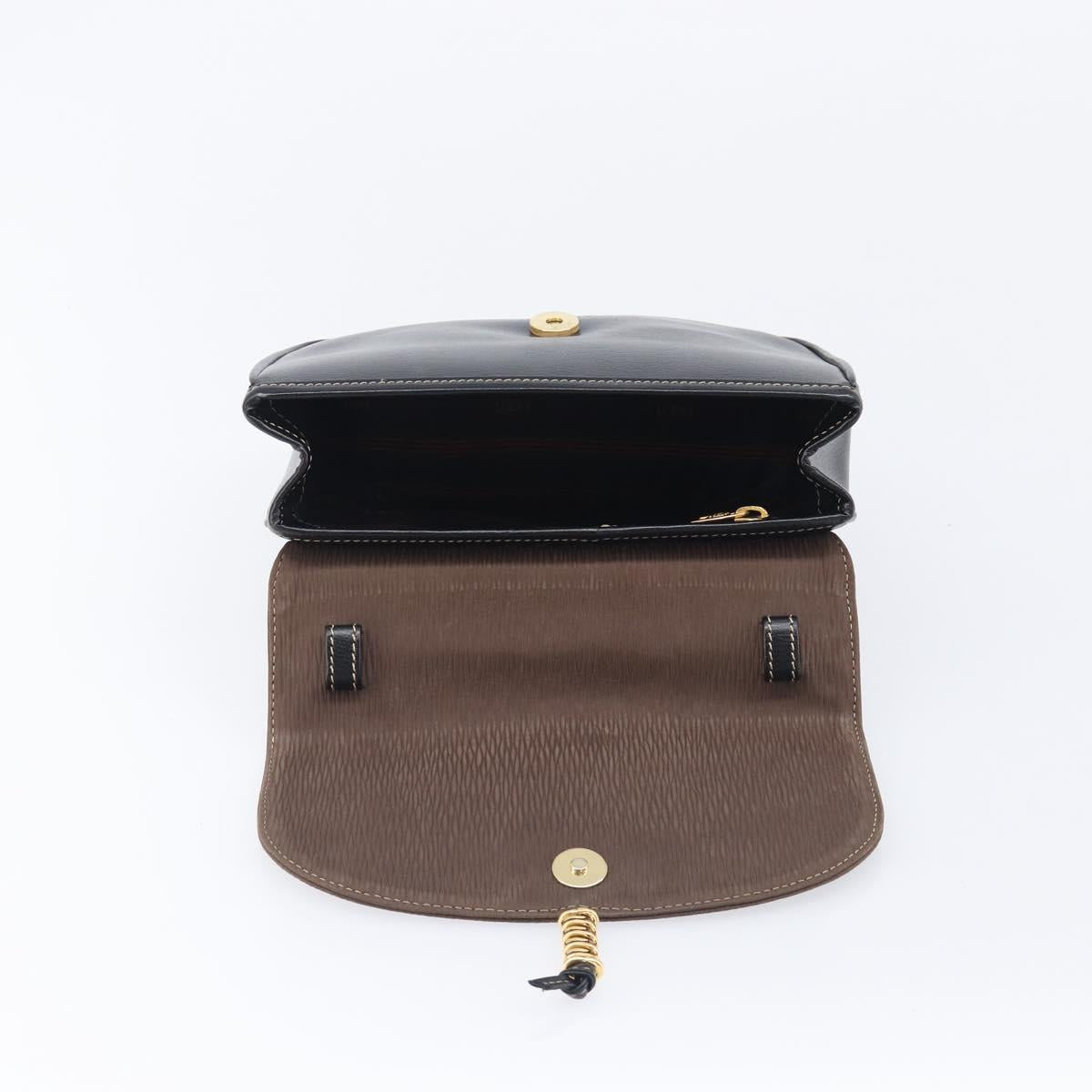 LOEWE Velazquez Hand Bag Leather Black Gold Auth ep16495A