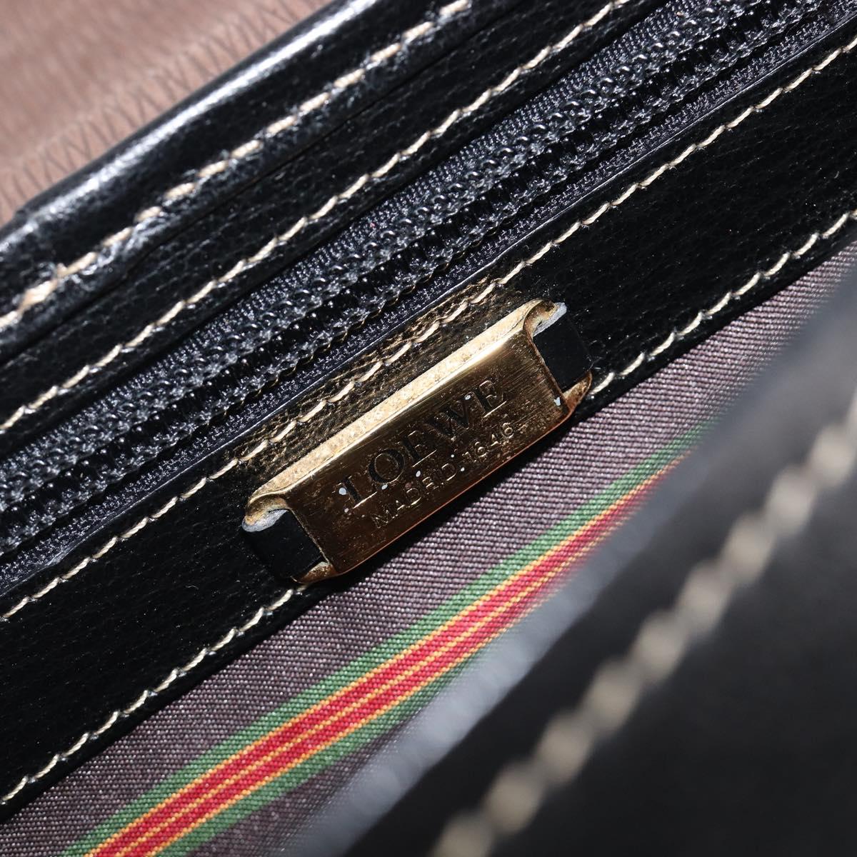 LOEWE Velazquez Hand Bag Leather Black Gold Auth ep16495A
