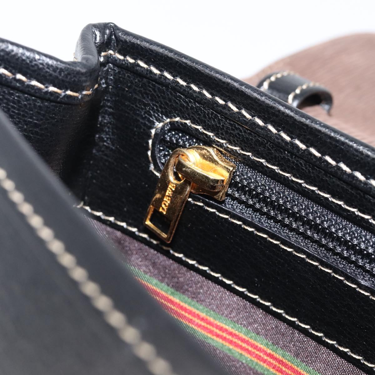 LOEWE Velazquez Hand Bag Leather Black Gold Auth ep16495A