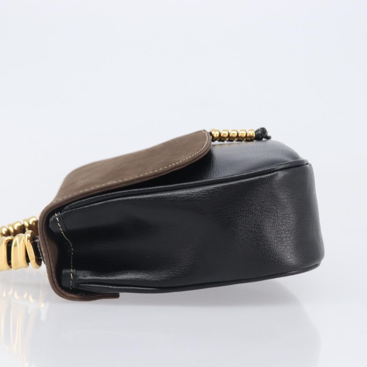 LOEWE Velazquez Hand Bag Leather Black Gold Auth ep16495A