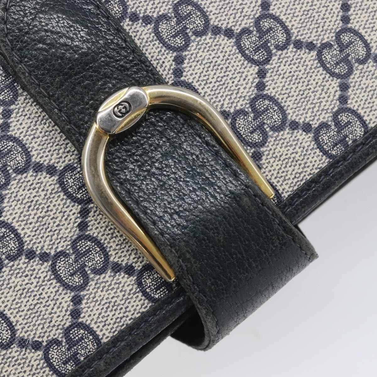 GUCCI GG Supreme Shoulder Bag PVC Navy Gold Auth ep16502