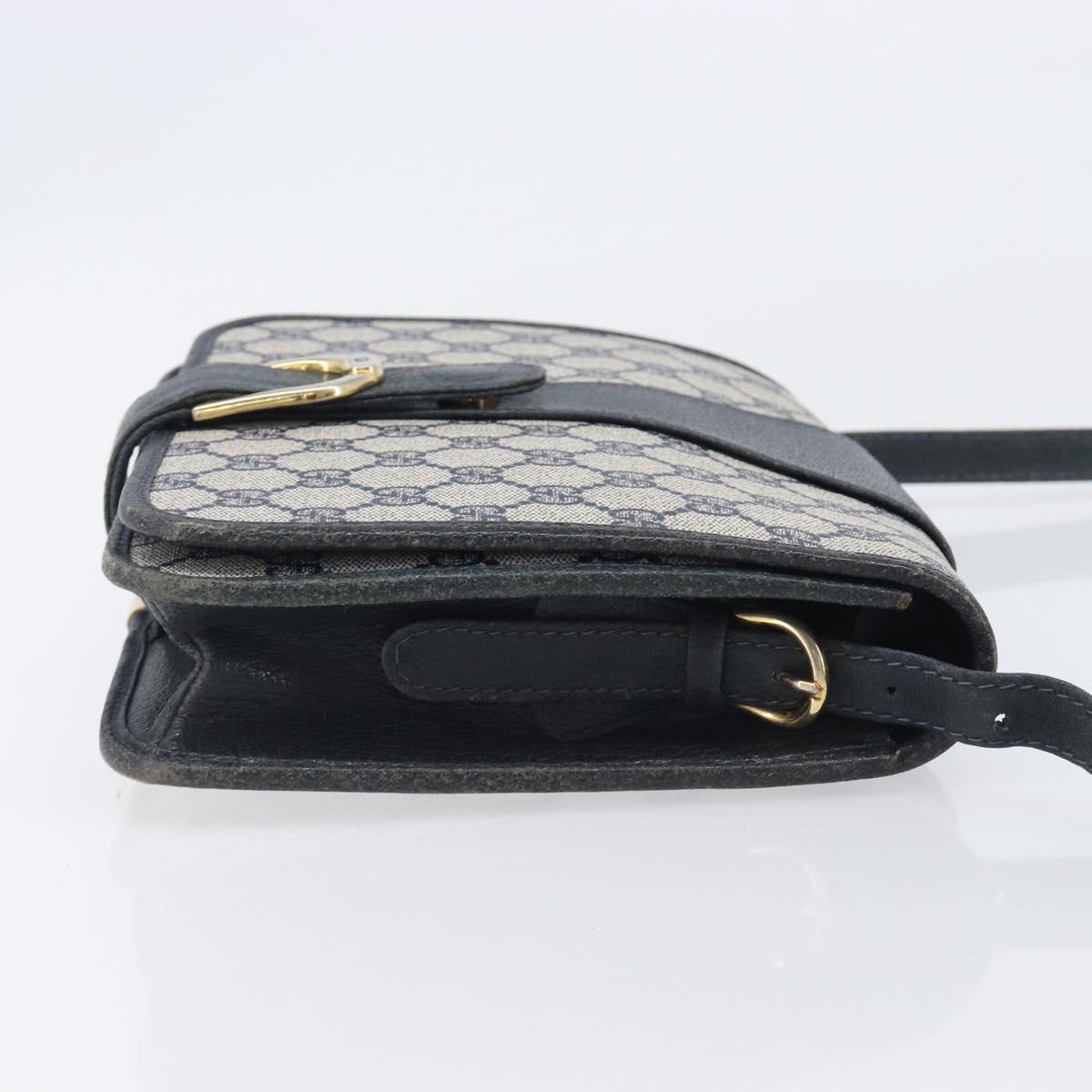 GUCCI GG Supreme Shoulder Bag PVC Navy Gold Auth ep16502