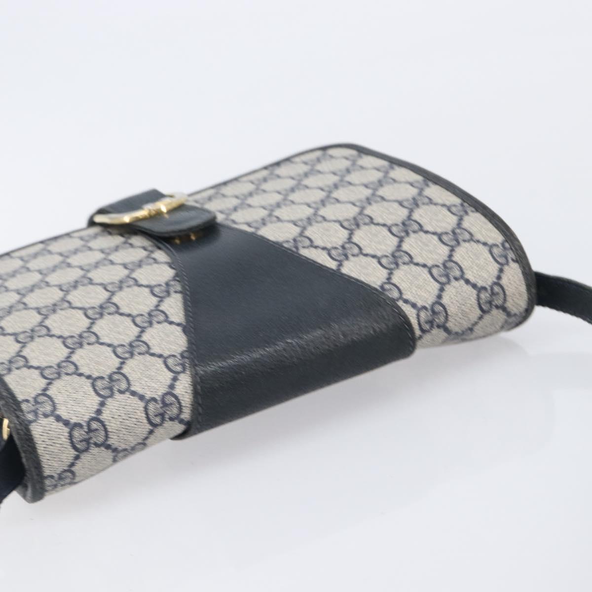 GUCCI GG Supreme Shoulder Bag PVC Navy Gold Auth ep16502