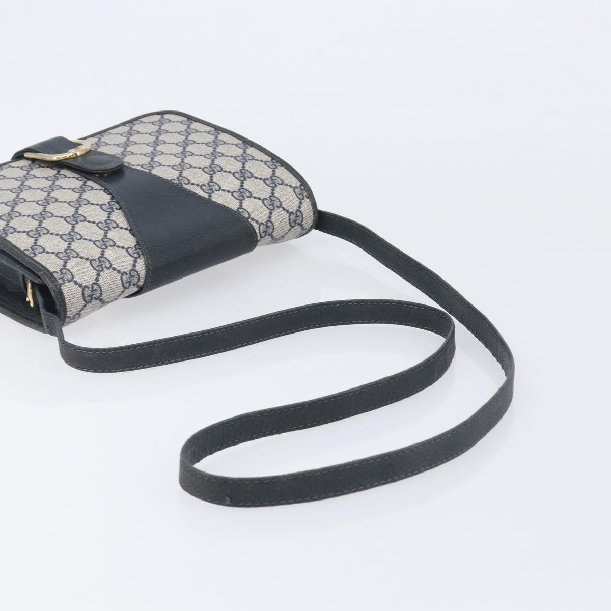 GUCCI GG Supreme Shoulder Bag PVC Navy Gold Auth ep16502