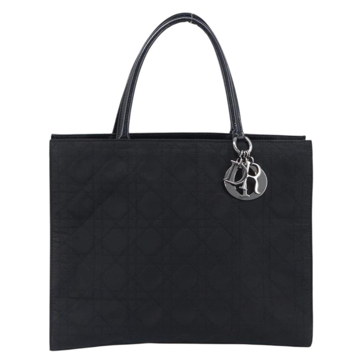 Christian Dior Canage Hand Bag Nylon Black Gold Auth ep16513A