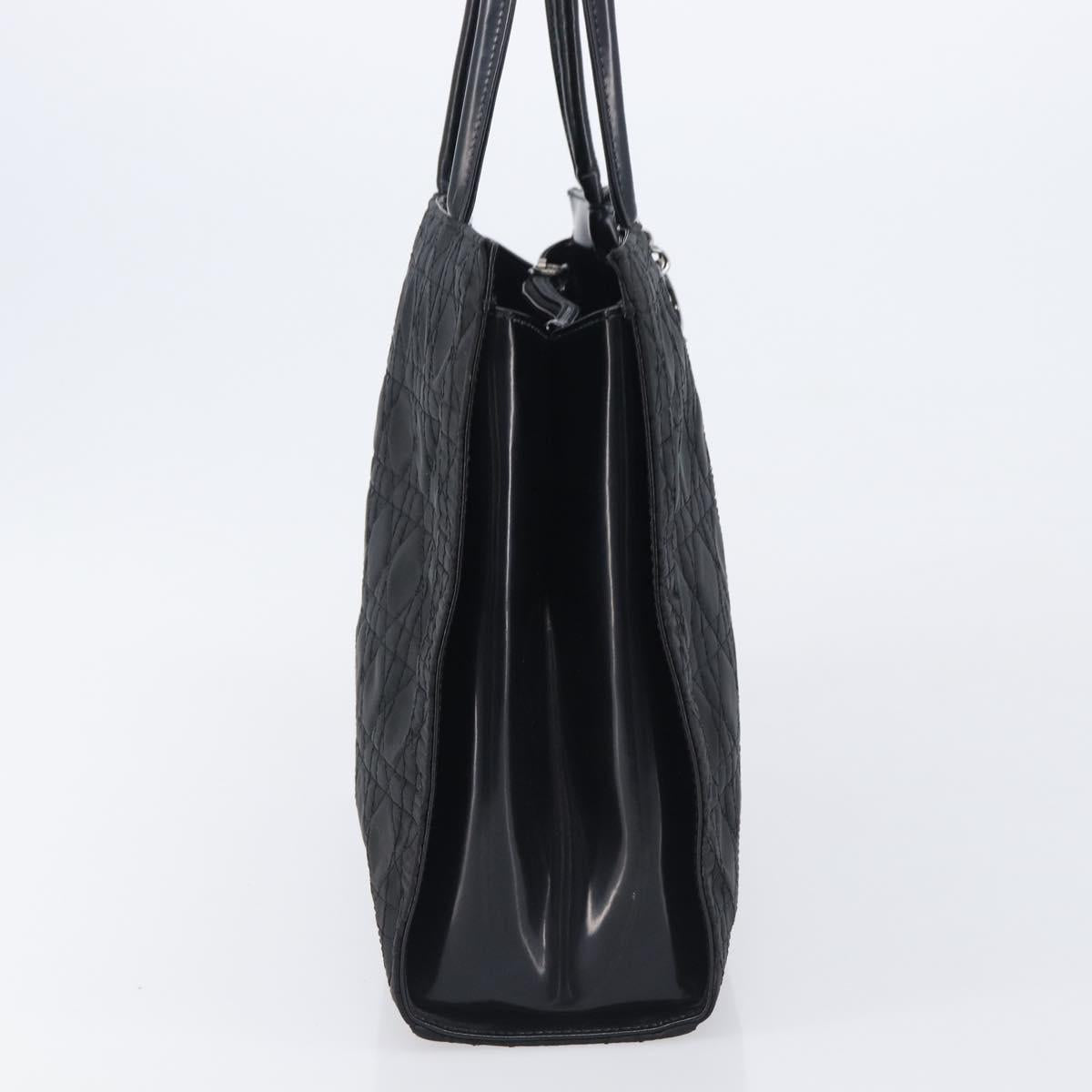 Christian Dior Canage Hand Bag Nylon Black Gold Auth ep16513A