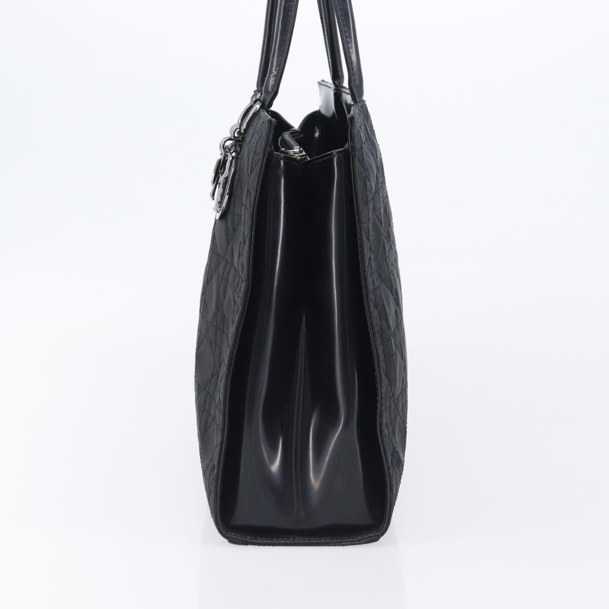 Christian Dior Canage Hand Bag Nylon Black Gold Auth ep16513A