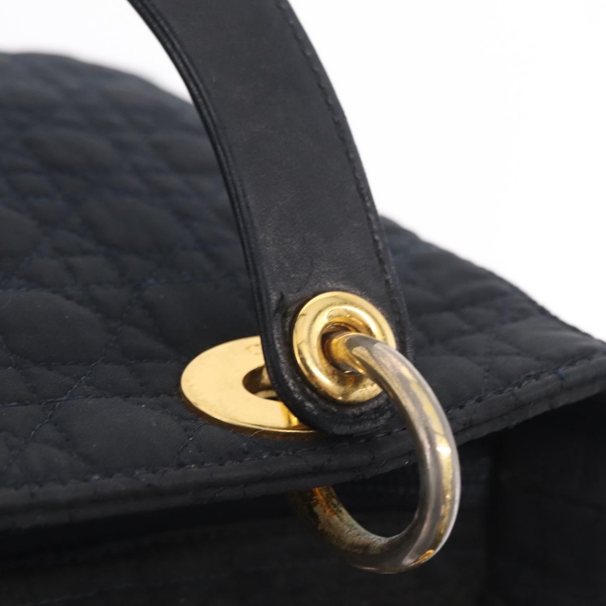 Christian Dior Lady Dior Canage Hand Bag Canvas Black Gold Auth ep16514