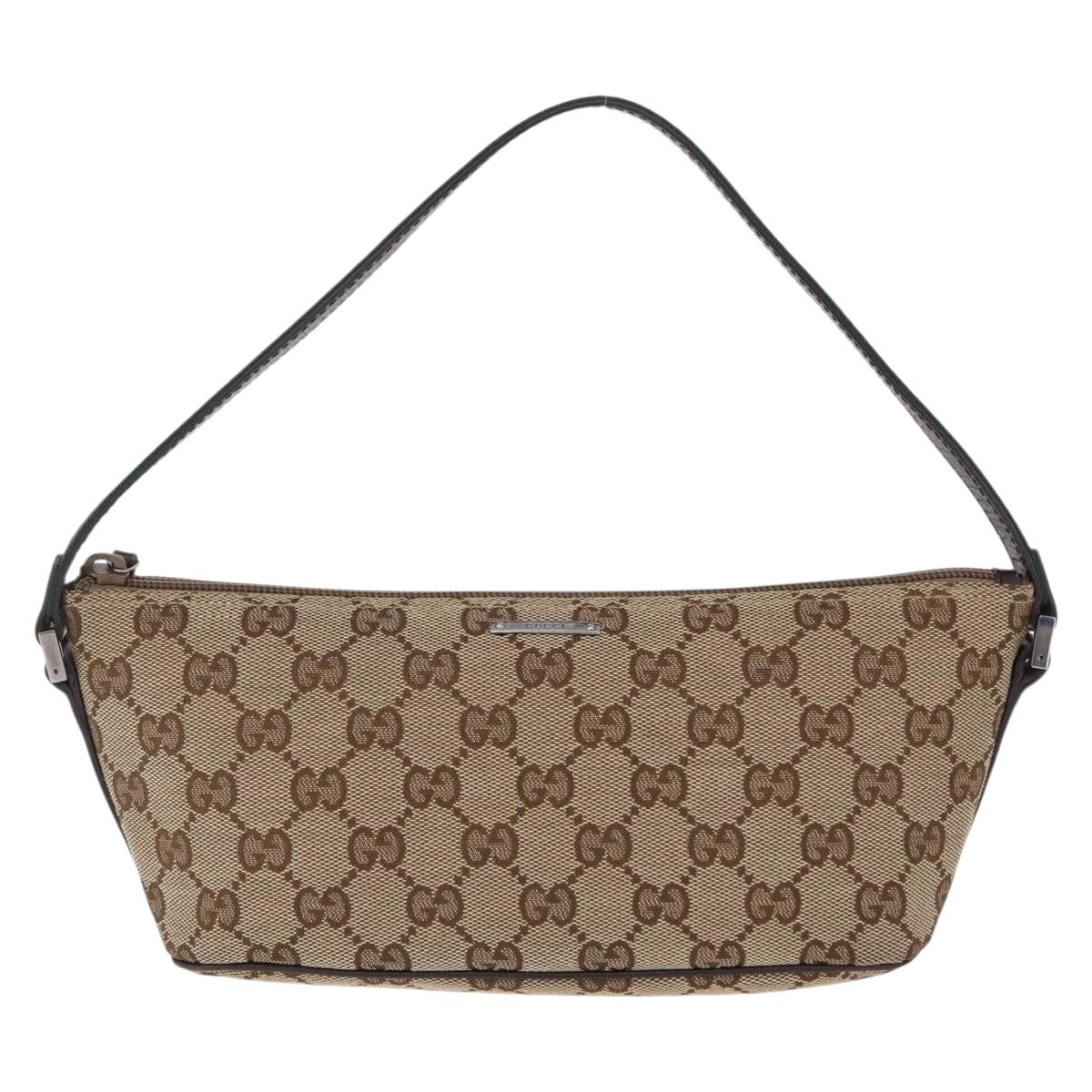 GUCCI GG Canvas Web Sherry Line Hand Bag Beige Silver 141809 Auth ep16518A