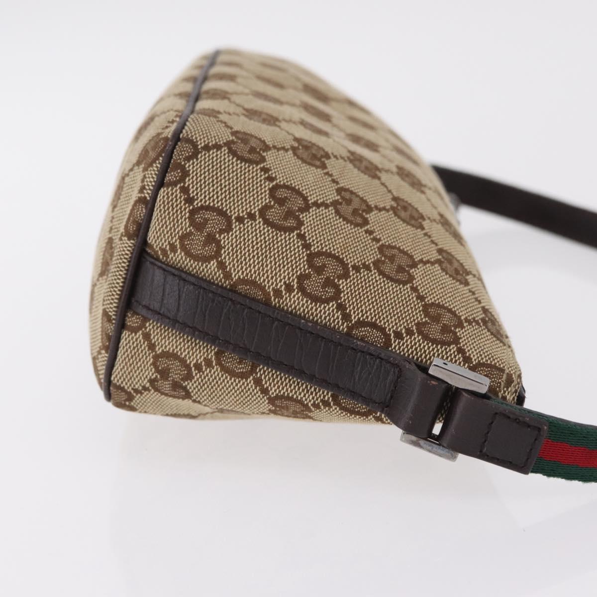GUCCI GG Canvas Web Sherry Line Hand Bag Beige Silver 141809 Auth ep16518A