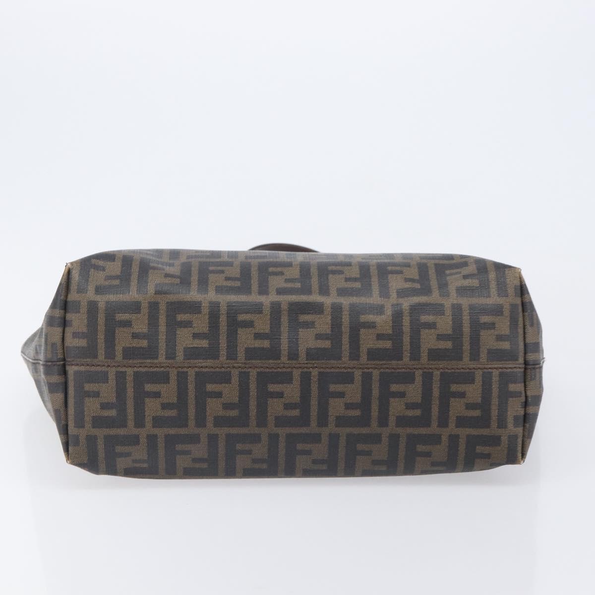 FENDI Zucca Canvas Tote Bag PVC Black Brown Auth ep16520A