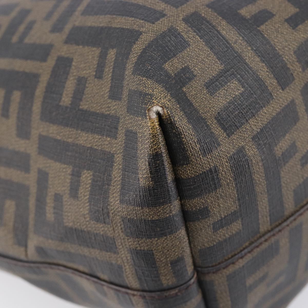 FENDI Zucca Canvas Tote Bag PVC Black Brown Auth ep16520A