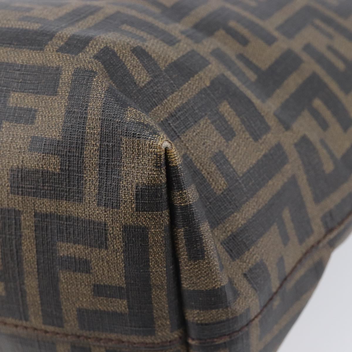FENDI Zucca Canvas Tote Bag PVC Black Brown Auth ep16520A