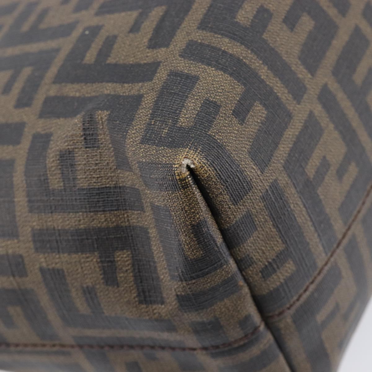 FENDI Zucca Canvas Tote Bag PVC Black Brown Auth ep16520A