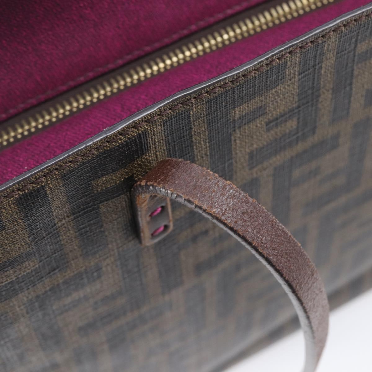 FENDI Zucca Canvas Tote Bag PVC Black Brown Auth ep16520A