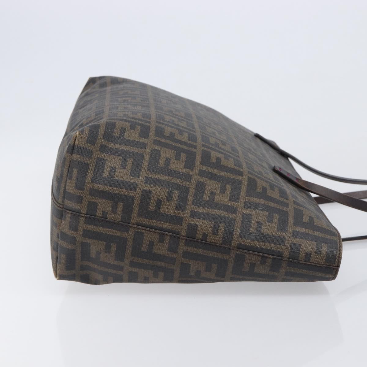 FENDI Zucca Canvas Tote Bag PVC Black Brown Auth ep16520A