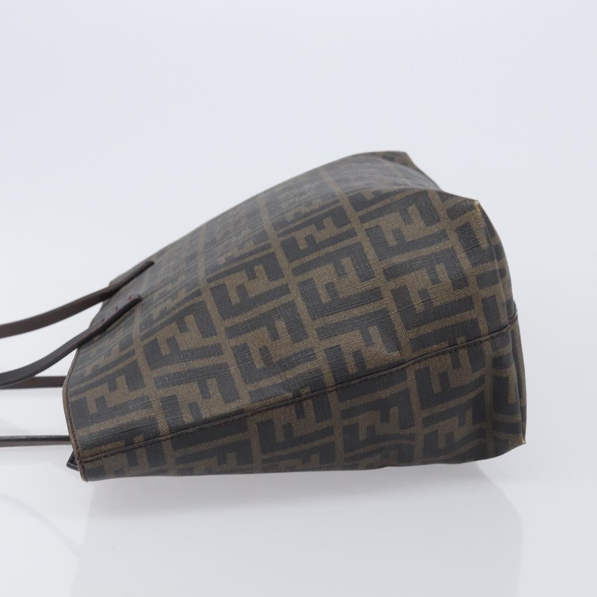 FENDI Zucca Canvas Tote Bag PVC Black Brown Auth ep16520A