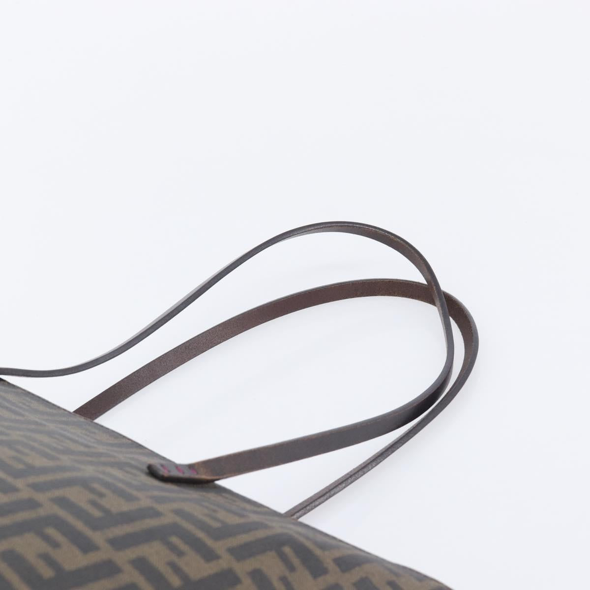 FENDI Zucca Canvas Tote Bag PVC Black Brown Auth ep16520A