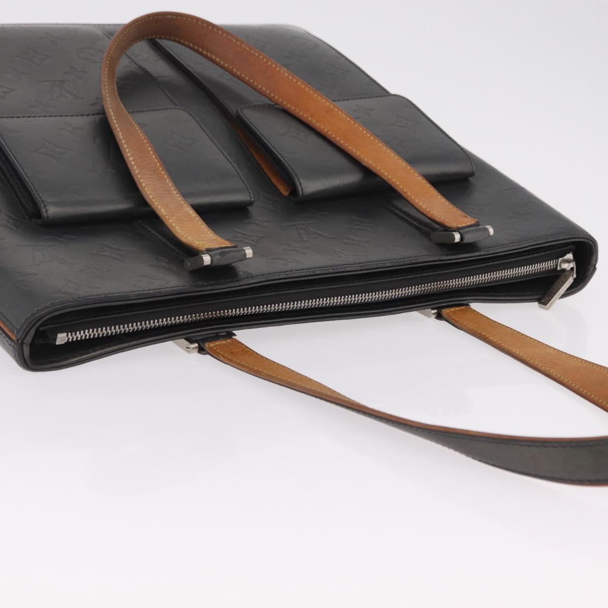 LOUIS VUITTON Monogram Mat Stockton Hand Bag Black M55115 LV Auth ep16521