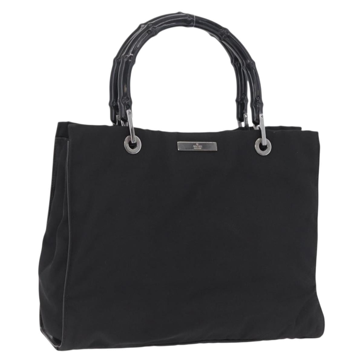 GUCCI Bamboo Tote Bag Nylon Black Silver 002 1016 Auth ep16523