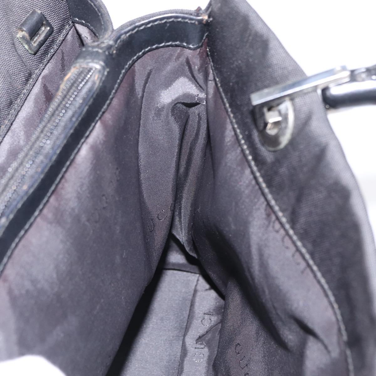 GUCCI Bamboo Tote Bag Nylon Black Silver 002 1016 Auth ep16523