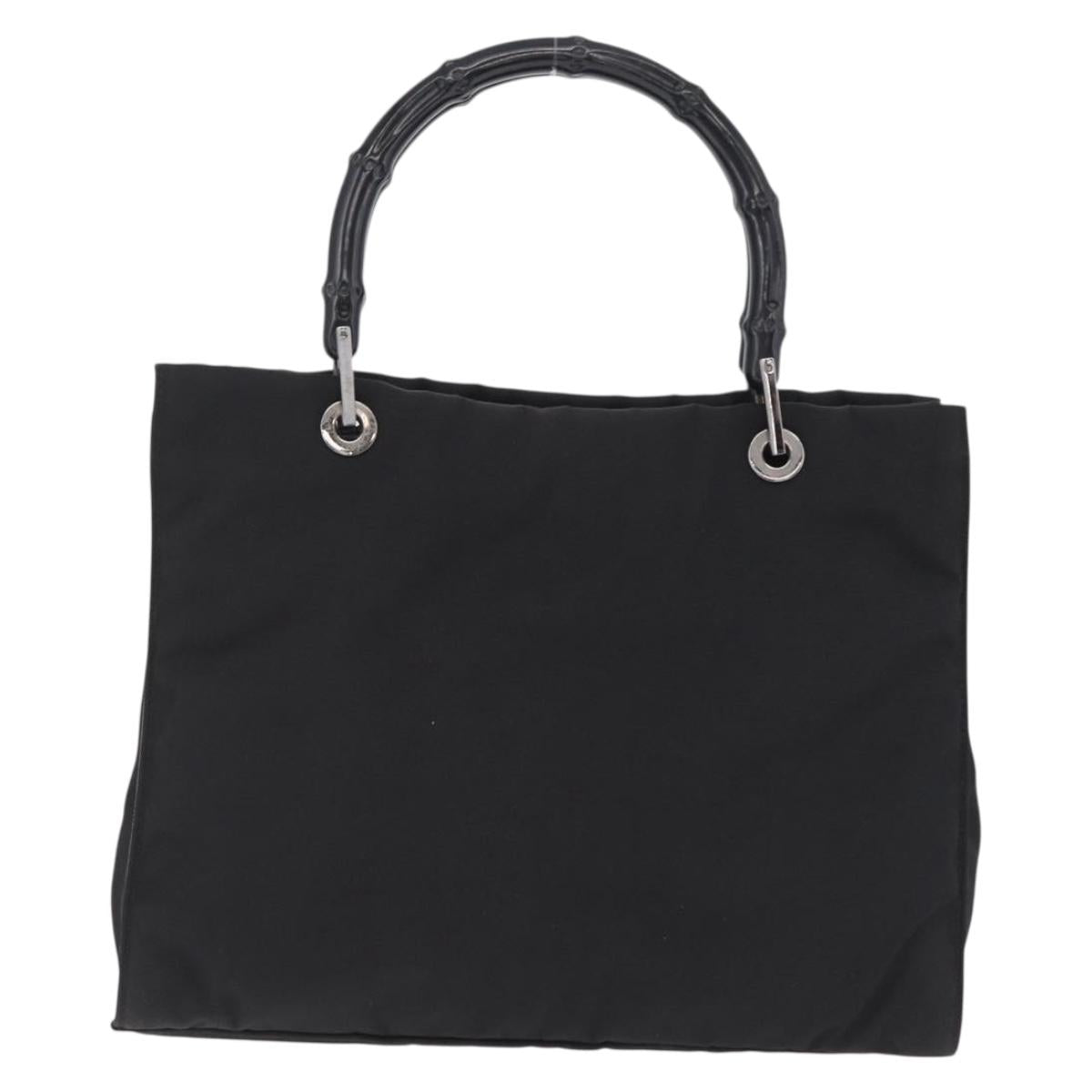 GUCCI Bamboo Tote Bag Nylon Black Silver 002 1016 Auth ep16523