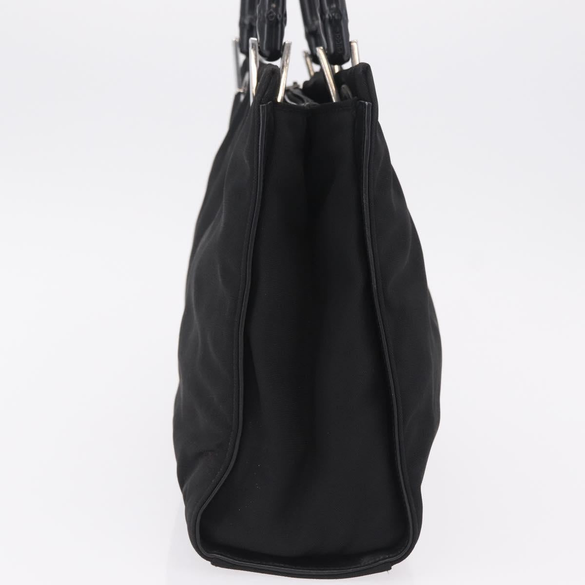 GUCCI Bamboo Tote Bag Nylon Black Silver 002 1016 Auth ep16523