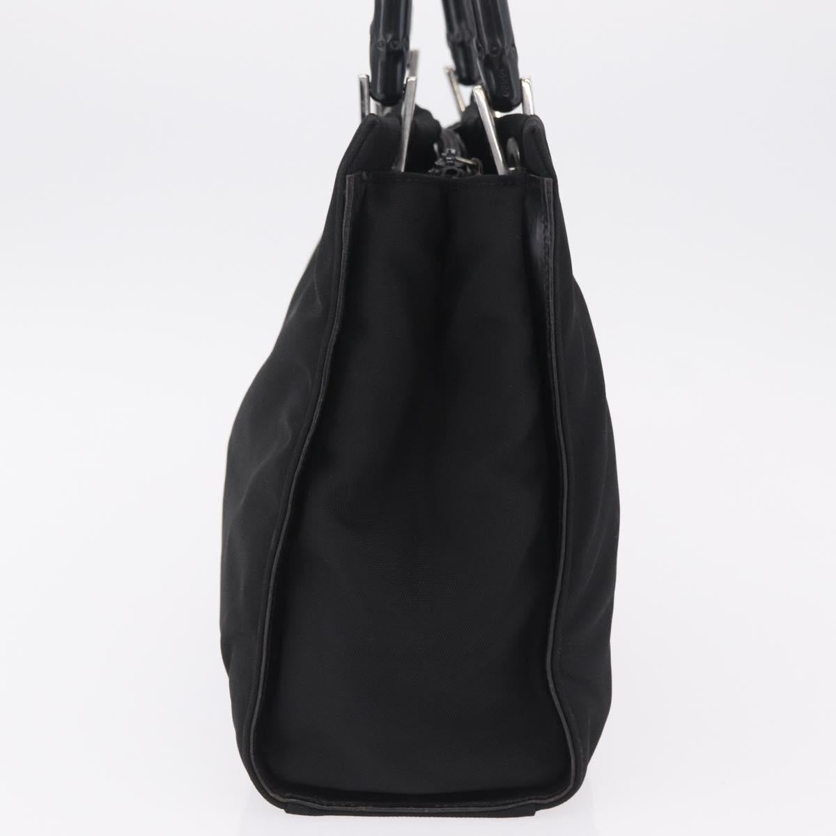 GUCCI Bamboo Tote Bag Nylon Black Silver 002 1016 Auth ep16523