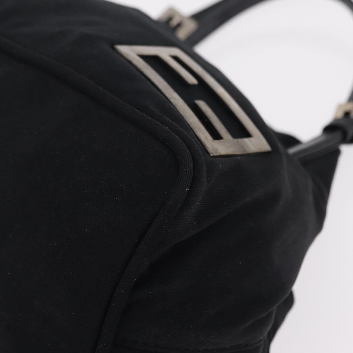 FENDI Hand Bag Cotton Jersey Black Silver Auth ep16540