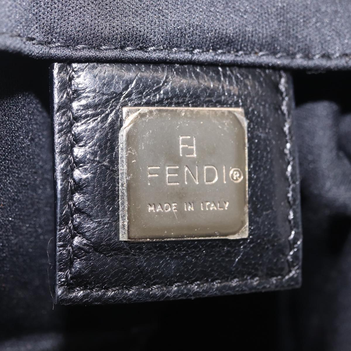 FENDI Hand Bag Cotton Jersey Black Silver Auth ep16540