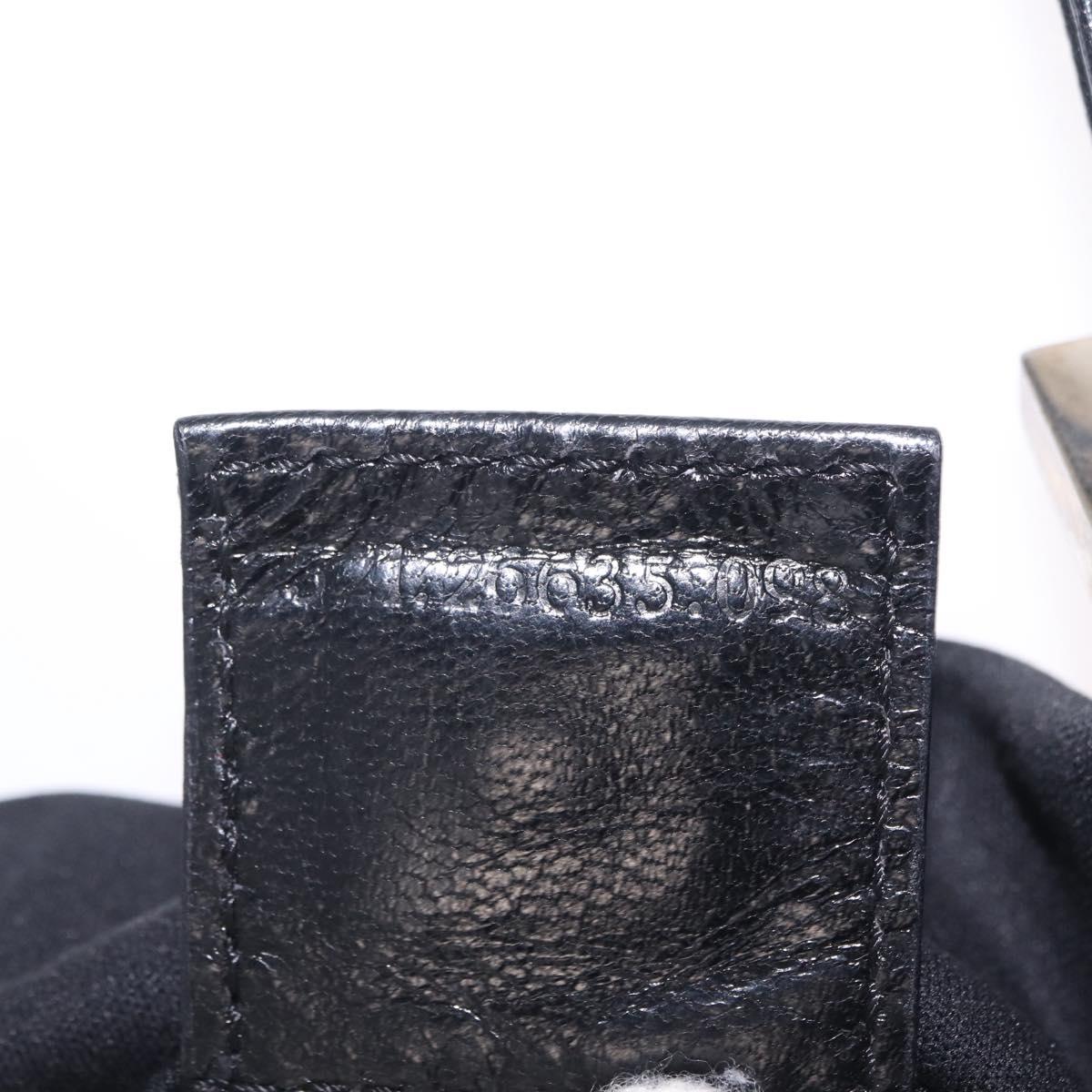 FENDI Hand Bag Cotton Jersey Black Silver Auth ep16540