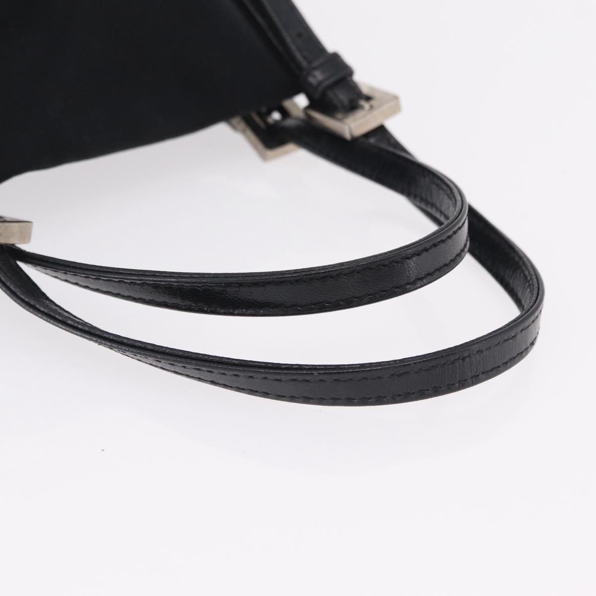 FENDI Hand Bag Cotton Jersey Black Silver Auth ep16540