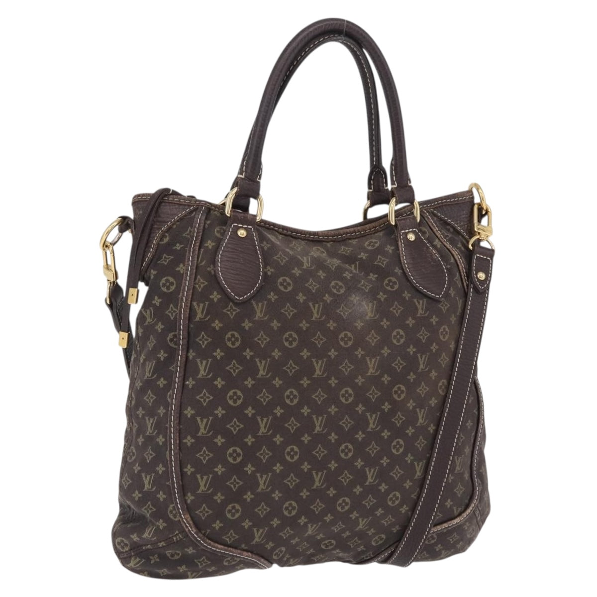LOUIS VUITTON Monogram Mini Lin Buzasu Anjoul Bag Ebene M95617 LV Auth ep16544