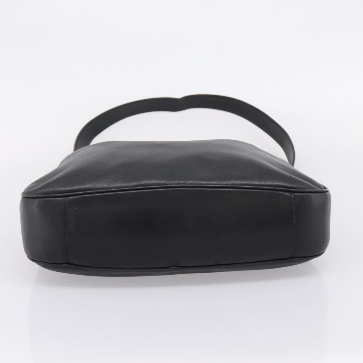 GUCCI Bamboo Hand Bag Leather 2way Black Gold 001 1014 1577 Auth ep16545