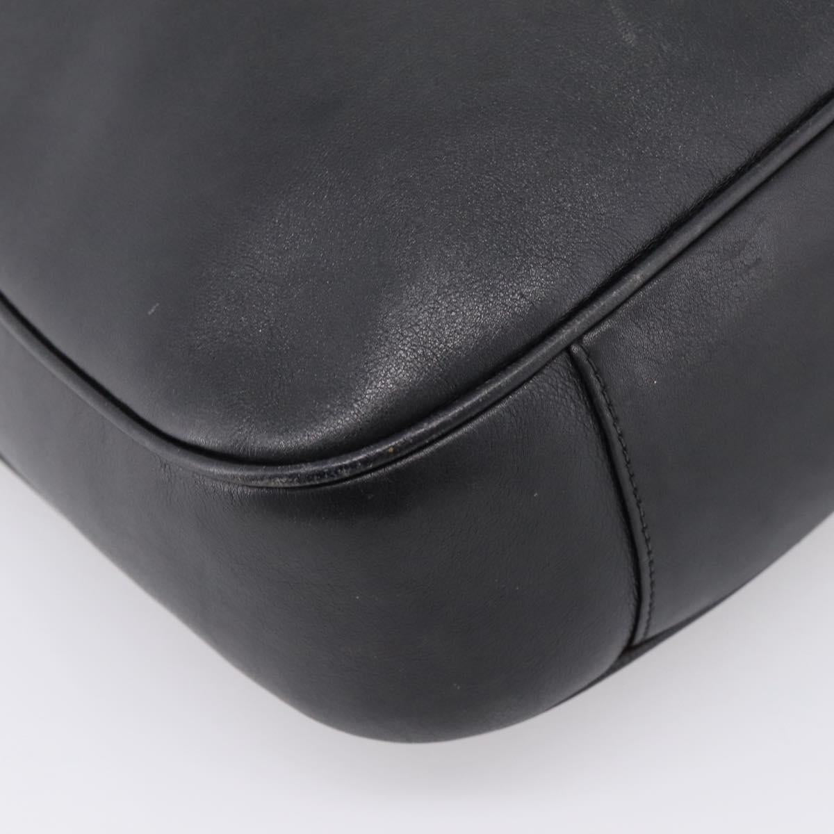 GUCCI Bamboo Hand Bag Leather 2way Black Gold 001 1014 1577 Auth ep16545