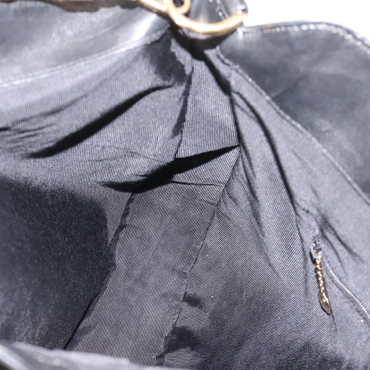 GUCCI Bamboo Hand Bag Leather 2way Black Gold 001 1014 1577 Auth ep16545