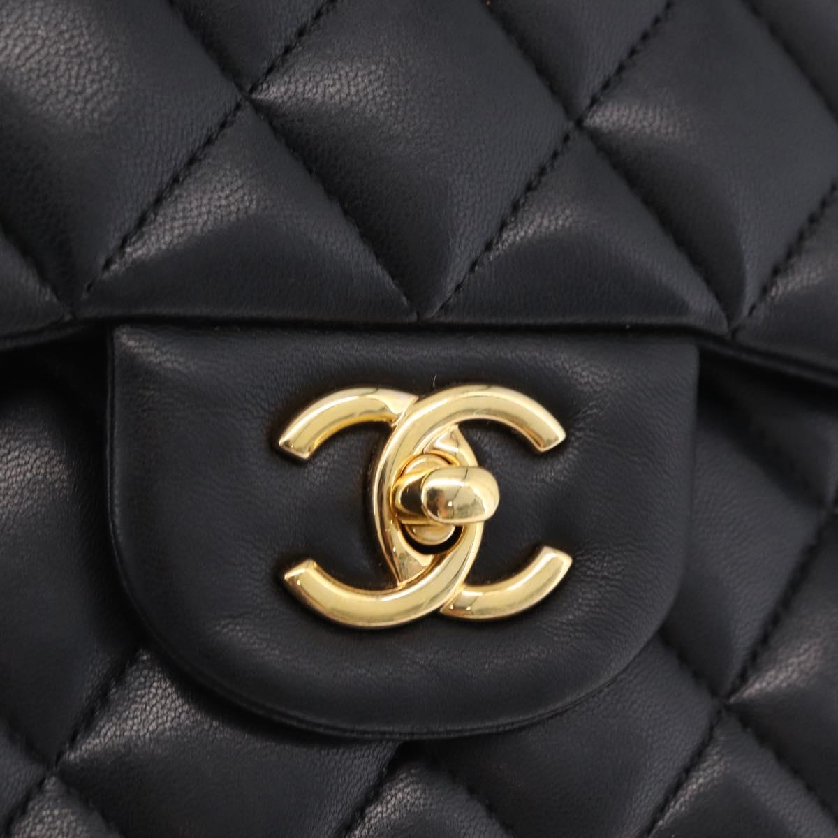 CHANEL Matelasse 30 Double Flap Chain Shoulder Bag Lamb Skin Auth ep16551SAM