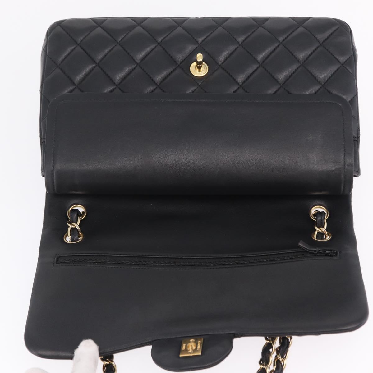 CHANEL Matelasse 30 Double Flap Chain Shoulder Bag Lamb Skin Auth ep16551SAM