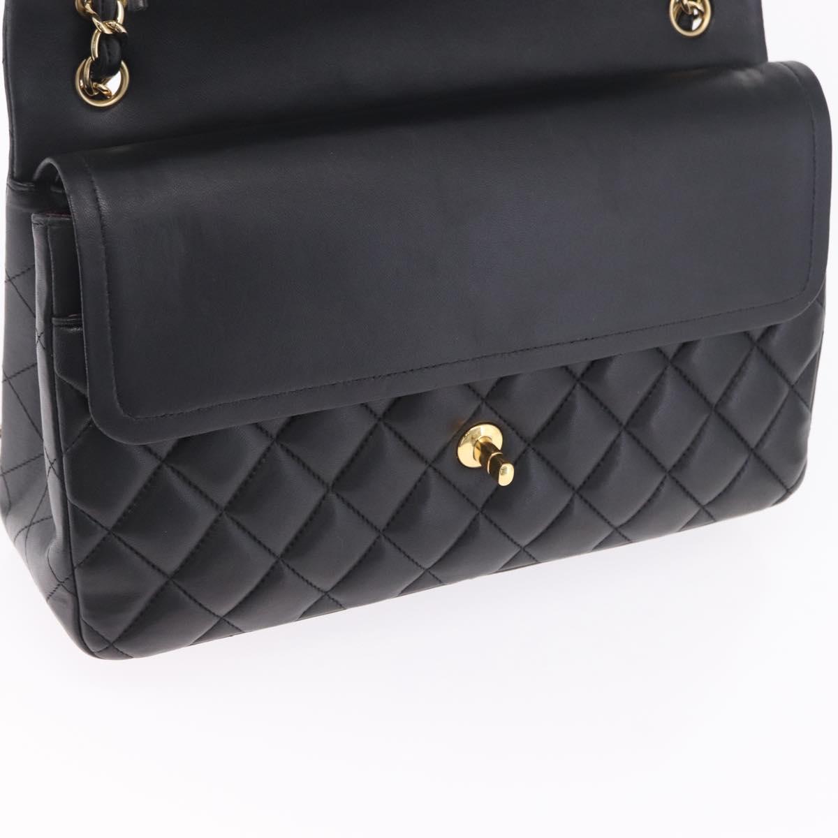 CHANEL Matelasse 30 Double Flap Chain Shoulder Bag Lamb Skin Auth ep16551SAM