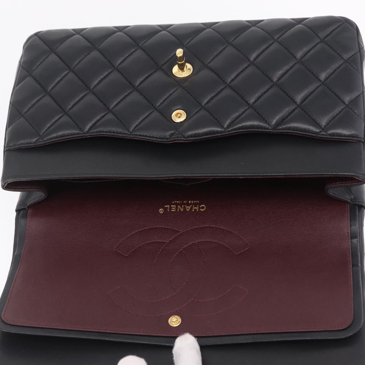 CHANEL Matelasse 30 Double Flap Chain Shoulder Bag Lamb Skin Auth ep16551SAM