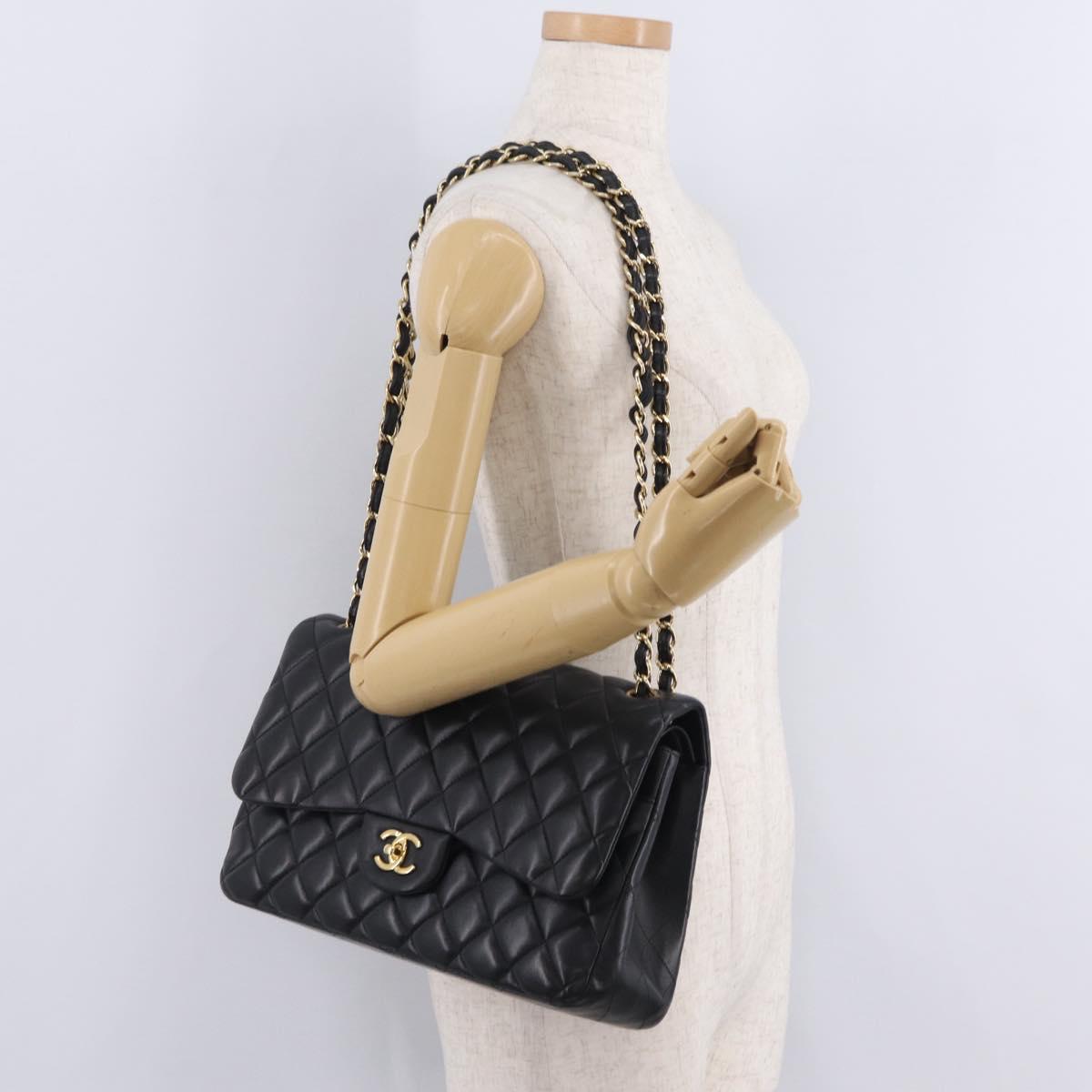 CHANEL Matelasse 30 Double Flap Chain Shoulder Bag Lamb Skin Auth ep16551SAM
