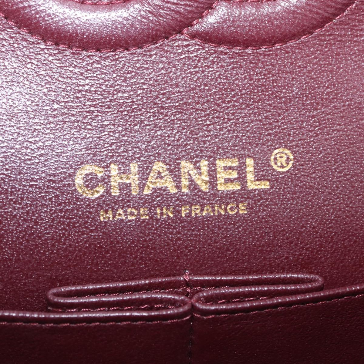 CHANEL Matelasse 25 Double Flap Chain Bag Lamb Skin Black CC Auth ep16553SAM