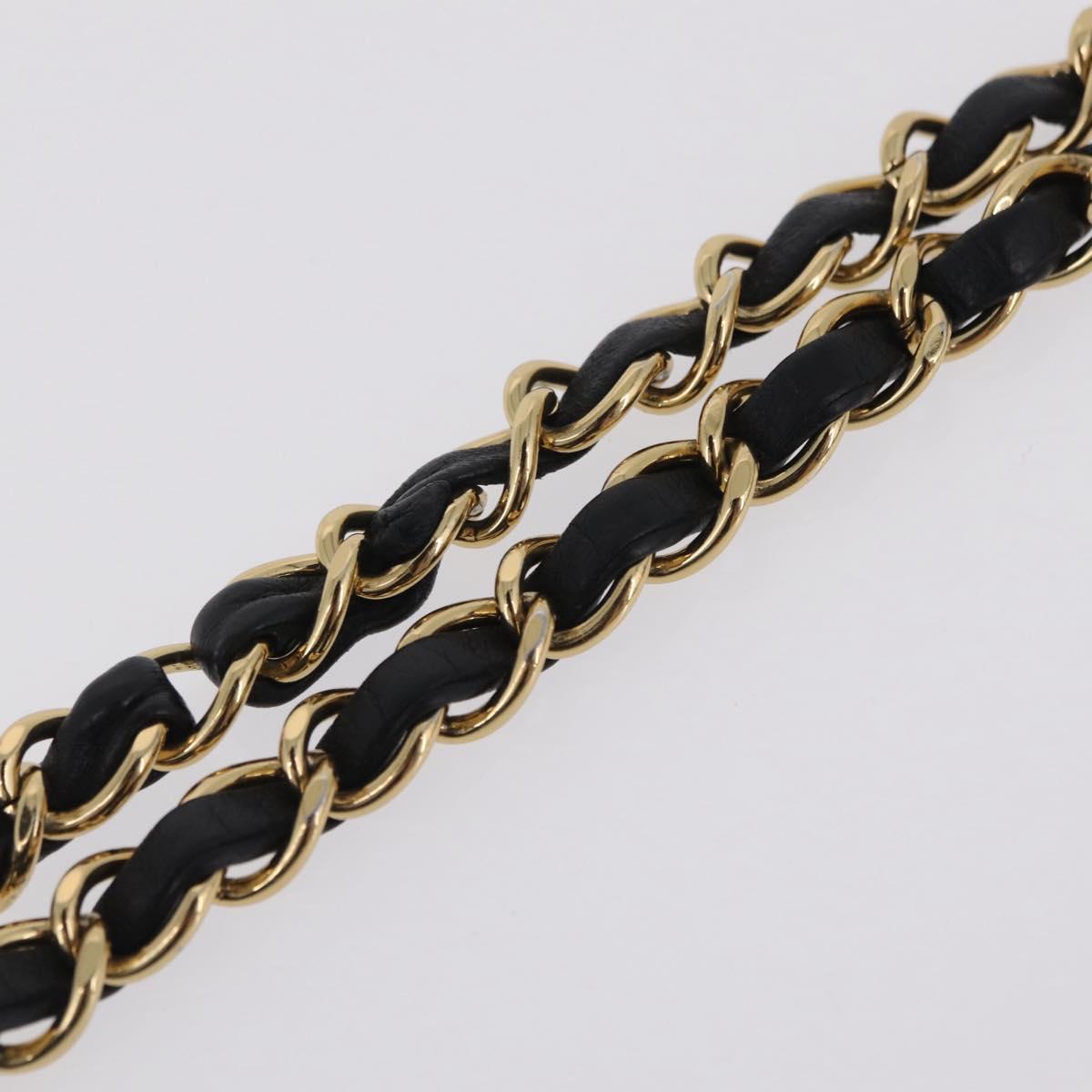 CHANEL Matelasse 25 Double Flap Chain Bag Lamb Skin Black CC Auth ep16553SAM