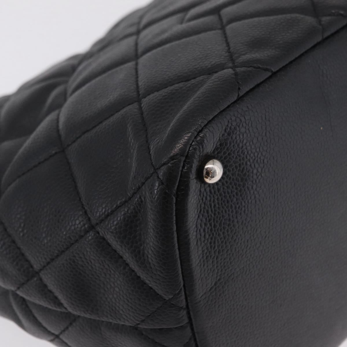 CHANEL GST Matelasse Chain Tote Bag Caviar Skin Black Silver CC Auth ep16554SAM
