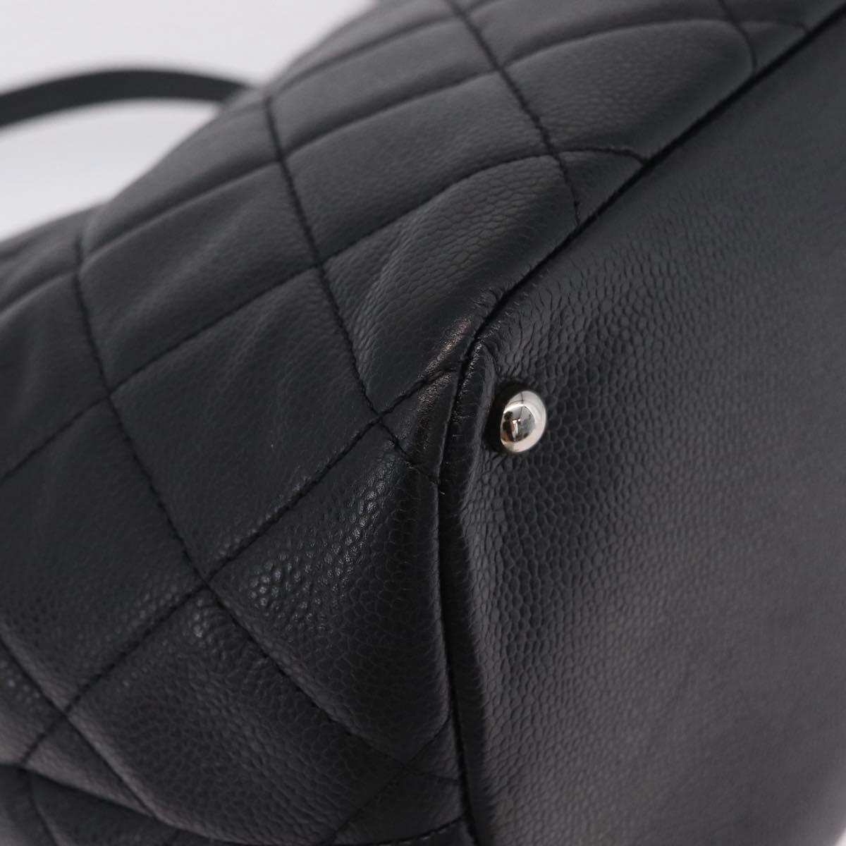 CHANEL GST Matelasse Chain Tote Bag Caviar Skin Black Silver CC Auth ep16554SAM